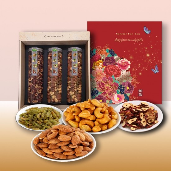 堅果禮盒M（綜合堅果320gx2罐+紅棗脆片130gx1罐）